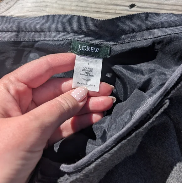 J. Crew Skirt Size 4 Charcoal Gray Felted Wool Blend Pleated Ribbon Waist Mini - Picture 4 of 7